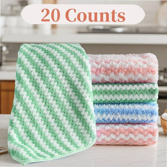 20 Counts Microfibe Kitchen Cleaning Cloths，Kitchen Towels for Dish Dry&Wet Washing,Reusable and Washable Towels,Multipurpose Random Color Dishwashing Rags for Kitchen, Sinks, Pots, Pans,furniture