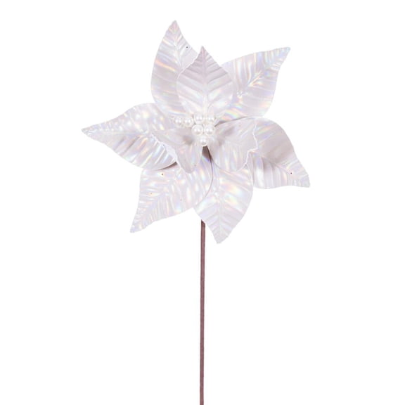 20" Cream Iridescent 10" Flower 3/Bag