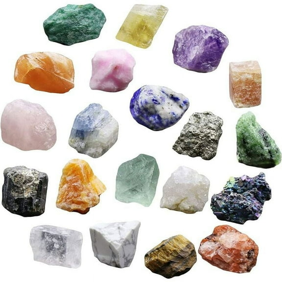 20 Crystals from Rock and Mineral Collection for Geology Education, Natural Mineral Specimens