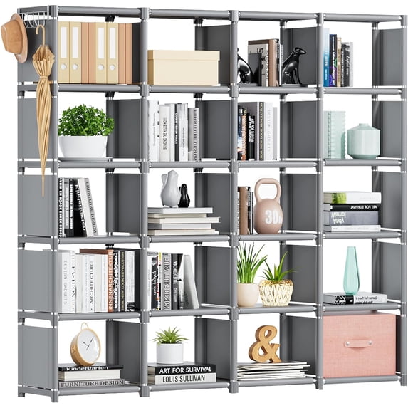 20 Cube Book Shelf, Storage Organizer, Large DIY Bookcase, Metal Cube Bookshelf, Cubbies Closet Storage Organizer Shelves for Bedroom,Living Room,Home,Office