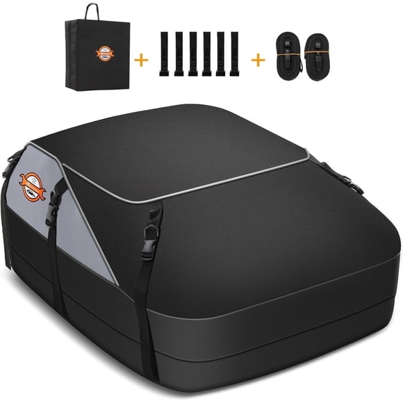 Adnoom 20 Cu Ft Rooftop Cargo Carrier Roof Bag Waterproof Car Soft Roof Top Carrier Luggage Bag Storage Fits All Cars with/Without Rack, 51" x 39" x 18"
