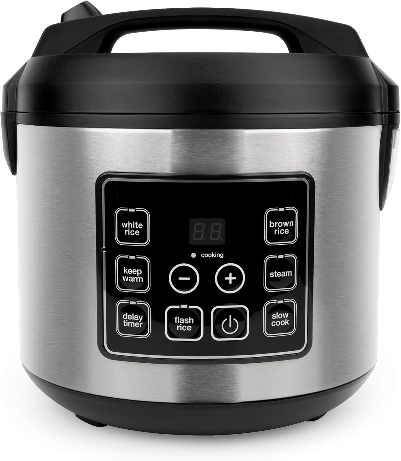 Housewares 20 Cup Cooked (10 cup uncooked) Digital Rice Cooker, Slow Cooker, Food Steamer, SS Exterior ,Black
