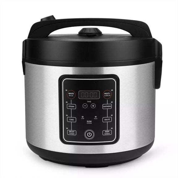 20 Cup Digital Multicooker & Rice Cooker - Stainless Steel, 5 Settings, Auto Keep Warm, Nonstick, 700W