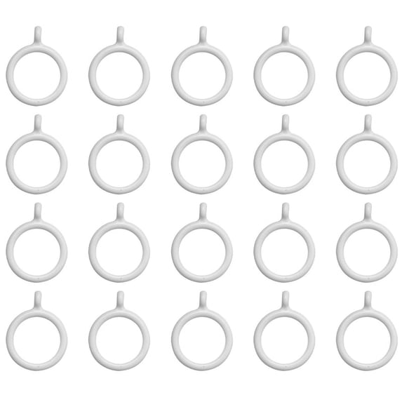 20X White 25Mm Inner Plastic Curtain Rings