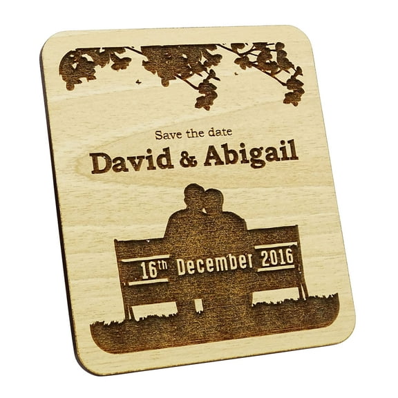 20 Custom Engraved Wooden Magnet Rustic Wedding Save the Date Wooden Magnet Personalized Gift