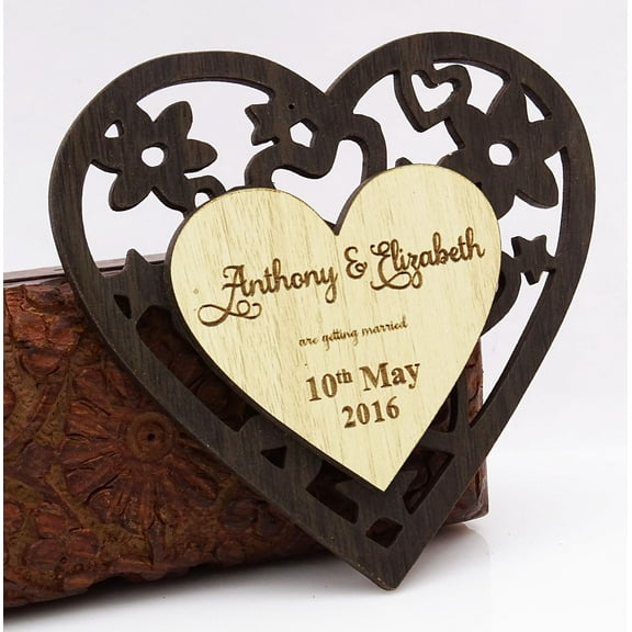 20 Custom Engraved Wooden Magnet Rustic Wedding Save the Date Wooden Magnet Personalized Gift