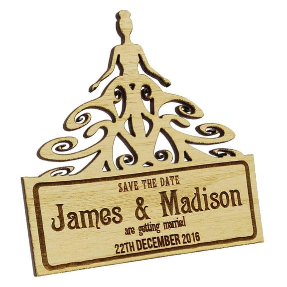 20 Custom Engraved Wooden Magnet Rustic Wedding Save the Date Wooden Magnet Personalized Gift