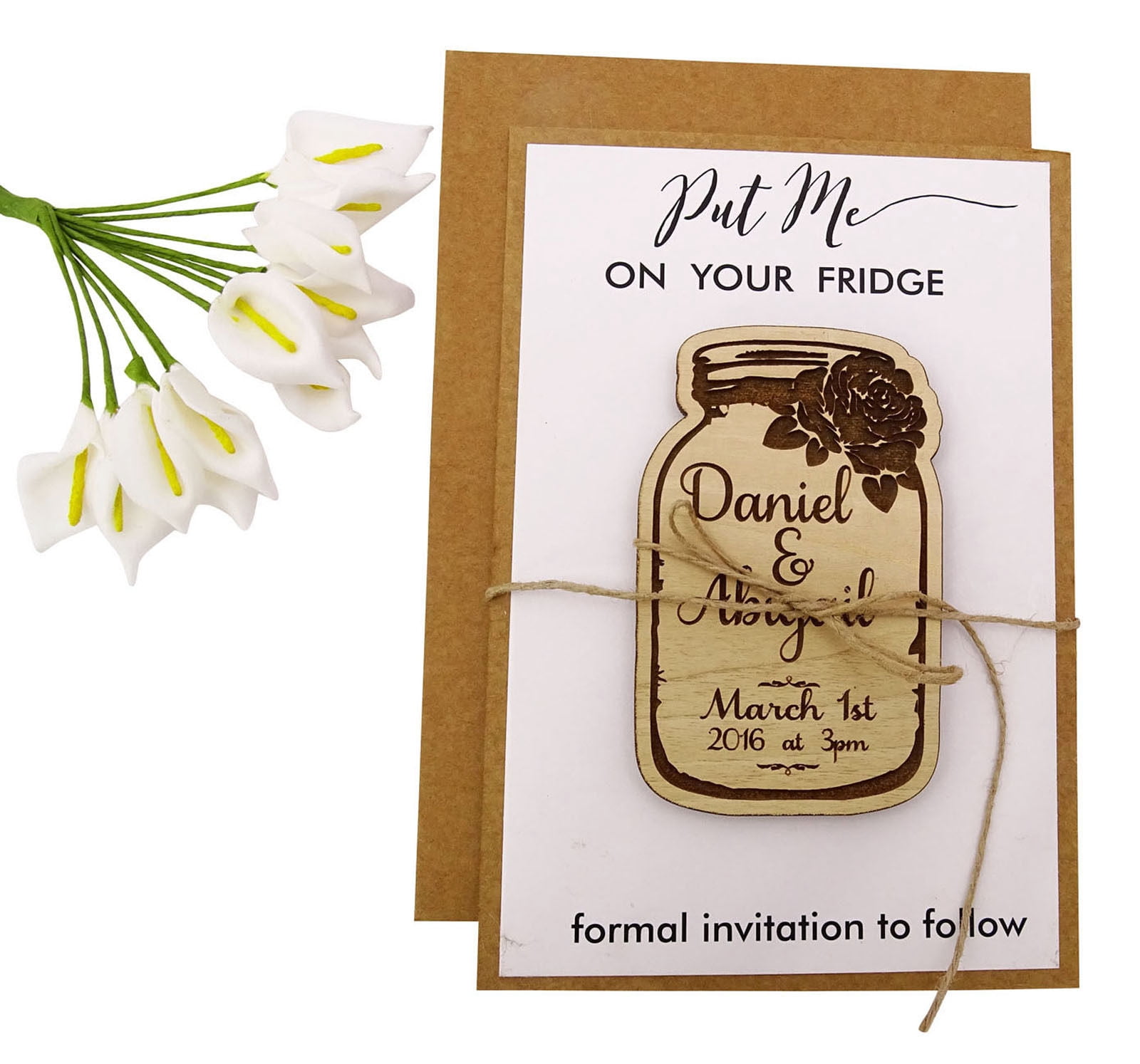20 Custom Engraved Wooden Magnet Rustic Wedding Save the Date Wooden ...