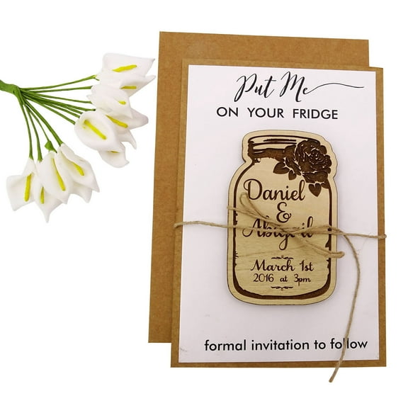 20 Custom Engraved Wooden Magnet Rustic Wedding Save the Date Wooden Magnet Personalized Gift