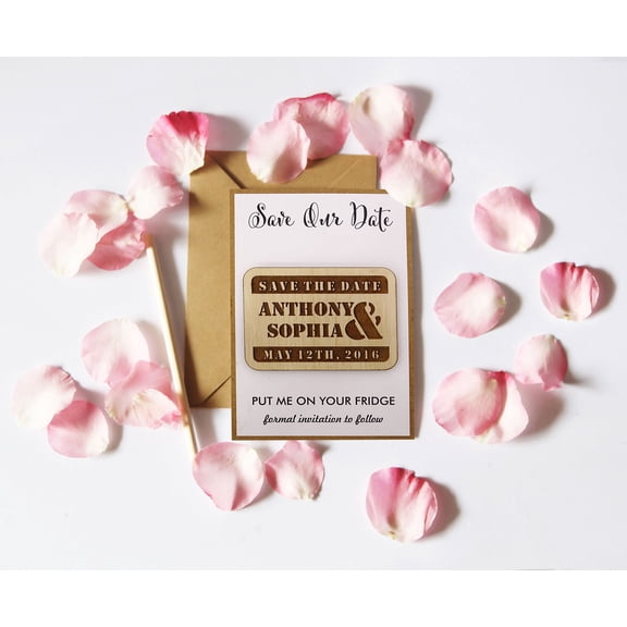 20 Custom Engraved Wooden Magnet Rustic Wedding Save the Date Wooden Magnet Personalized Gift