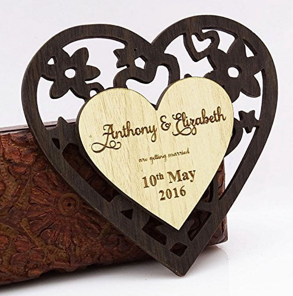 20 Custom Engraved Wooden Magnets Rustic Wedding Save The Date Wooden ...