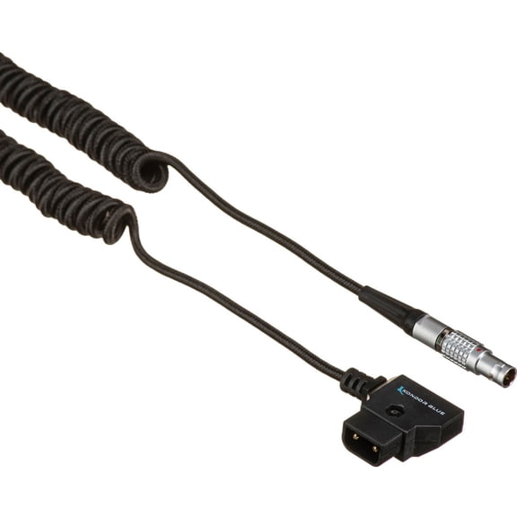Kondor Blue 20" D-Tap to LEMO 2-Pin 0B Male Coiled Power Cable for Z Cam/SmallHD/Teradek, Raven Black