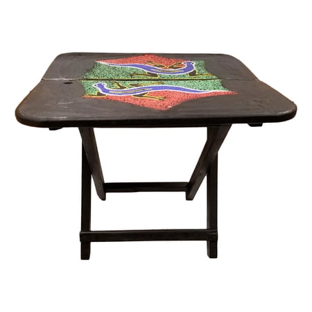 20" Dark Brown Solid Wood Nature Design Folding Portable End Table