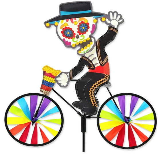 20" Day of the Dead on a Bike Spinner, Whirligig, Garden Stake by Premier Kites