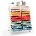 thumbnail image 1 of 20-Drawer Rolling Storage Cart with Removable Drawers, Mobile Utility Organizer with Lockable Wheels for Home Office School Classroom Garage, Multi-Color, 1 of 5