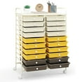 thumbnail image 1 of 20-Drawer Organizer Cart Tools, Mobile Utility Storage Cart, Rolling Storage Cart with Detachable Drawers & Lockable Wheels for Home, Office, School,Apartment, Dorm, Libaray(Yellow, Beige & Grey), 1 of 5