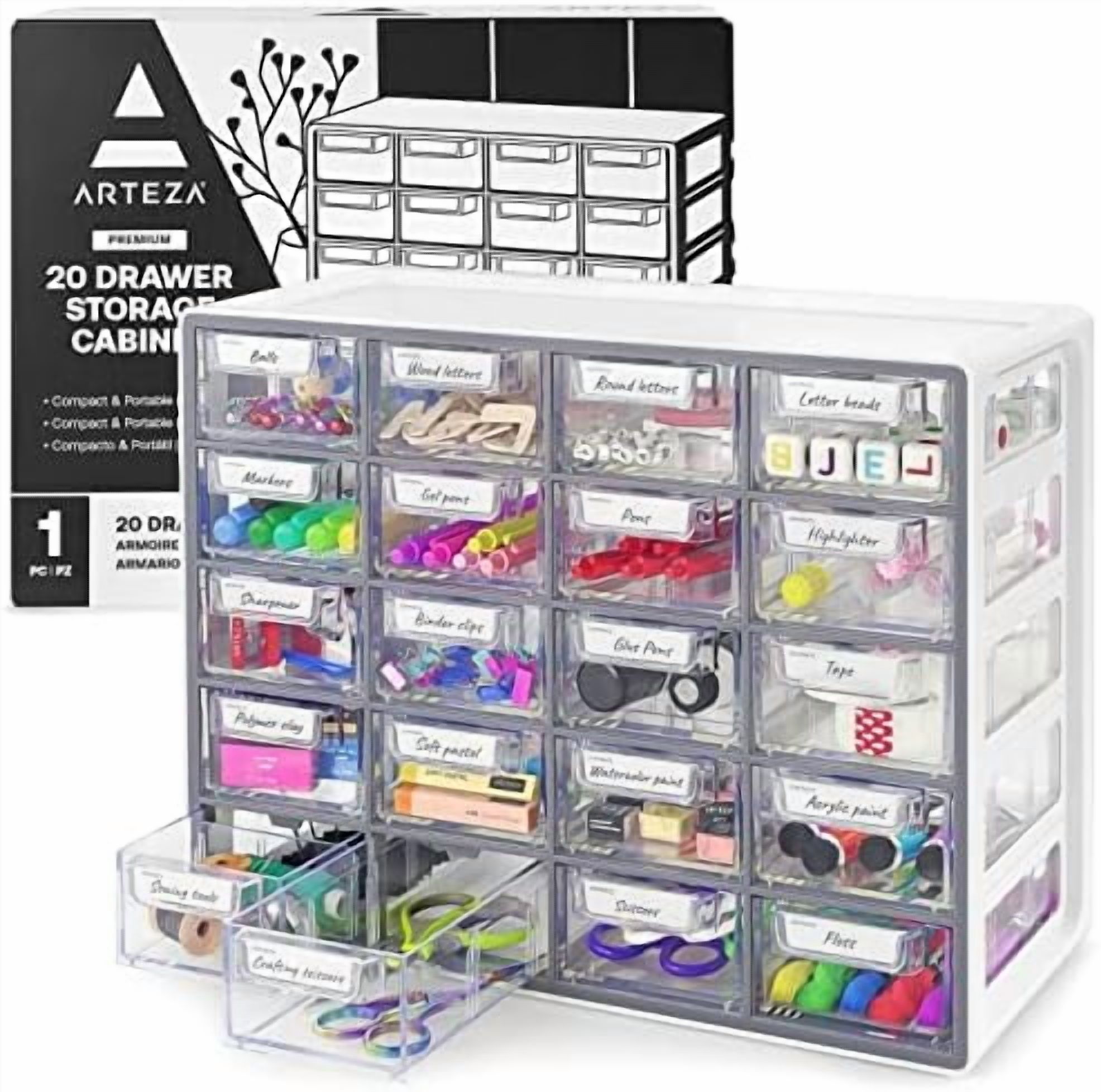 20 Drawer Organizer and Storage Cabinet – Clear Plastic, Stackable ...