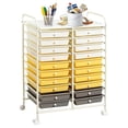 thumbnail image 1 of 20 Drawer Rolling Storage Cart, Art Cart Organizer with Wheels for Makeup, Tool, Paper, Multipurpose Storage Cart with Drawers for Office, Home, Classroom, Teacher, School (Yellow), 1 of 9