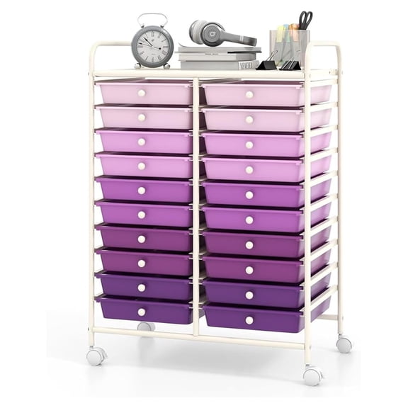 20-Drawer Rolling Storage Cart - Mobile Rolling Cart w/Drawers for School Classroom Teacher Office Home Salon, Paper File Art Supply Organizer, Utility Cart on Wheels