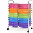 thumbnail image 1 of 20-Drawer Rolling Storage Cart, Multifunctional Art Craft Organizer Cart, Mobile Utility Storage Cart with Removable Drawers & Lockable Wheels, Craft Cart for Home Office School, Rainbow, 1 of 18