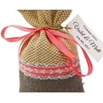 thumbnail image 1 of 20 Drawstring Pouches With Custom Tag Wedding Thank You Bag Small Burlap Favor Bags Rustic Party Favor Sack 4"x6.5" inches, 1 of 5