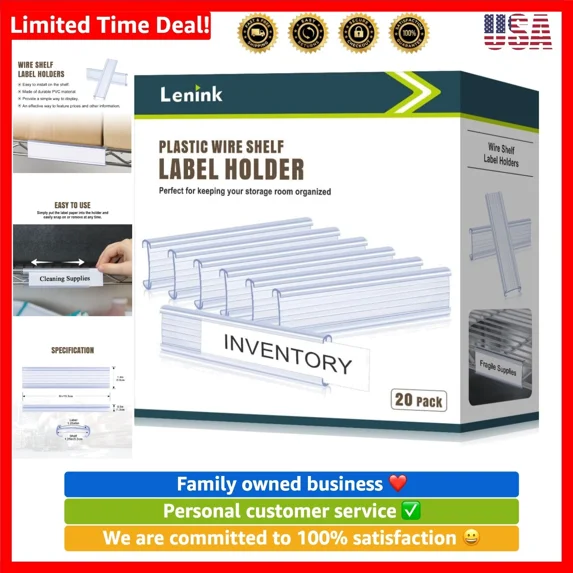 20 Durable Pvc Label Holders For Efficient Organization On 1-1/4In Shelves