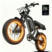 GLOBALKEEP 1500W Peak Motor E-Mountain Bicycles, 20'' Electric Dirt Bike for Adults, 48V 15Ah Removable Battery, 32MPH 7-Speed Ebike, UL2849