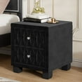 thumbnail image 1 of 20" Elegant Velvet Nightstand with 2 Drawers and Crystal Handle, Storage Bedside Table with Button-Tufted, End Table Side Table for Bedroom, Living Room, Black, 1 of 9