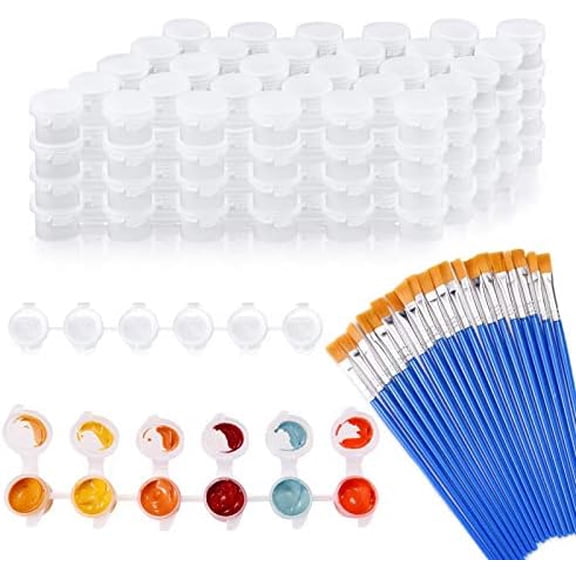 20 Empty Paint Containers with Lids - Mini Paint Pods, 120 Pots, 3 ml/0.1 oz - Perfect for , Schools & Festivals