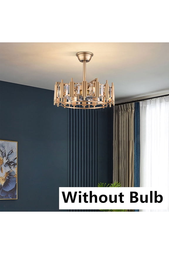 20" Enclosed Ceiling Fan Light Without Bulb Invisible Blades Fan Chandelier with Remote Control