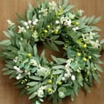 thumbnail image 1 of 20" Eucalyptus Wreath for Front Door - Large Artificial Greenery Outdoor Wreath for Porch, Window,Farmhouse,Home,Holiday,Christmas Hanging Decor- Spring, Summer, Fall, All Seasons, 1 of 9