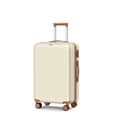 thumbnail image 1 of 20" Expandable Carry on Luggage Lightweight Suitcase with Double Spinner Wheels and TSA Lock,White-Brown, 1 of 7