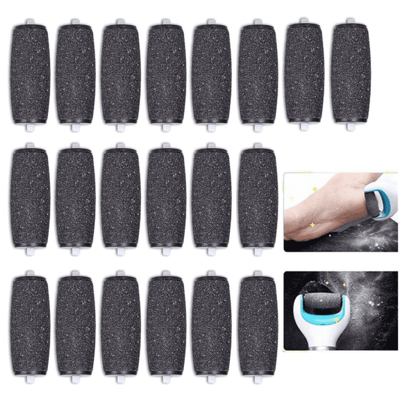 20 Extra Coarse Replacement Roller Refill Heads Compatible with Amope Wet Dry Electronic Foot File Refill(20 Extra Coarse for Wet & Dry) Black