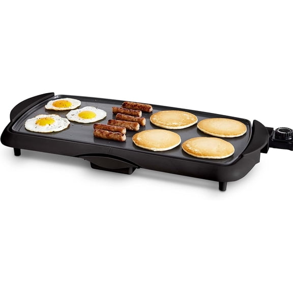 20” Extra Large Electric Griddle, Non-Toxic PFAS-Free Ceramic Nonstick, Temperature Control, Quick Even Heating, Removable Drip Tray, Pancakes, Eggs, Sausage, Easy Clean