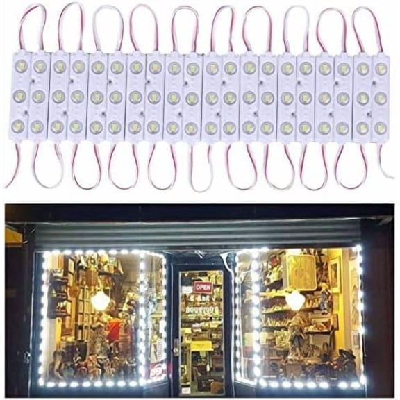 20 FT Store Window Light Kits Storefront Strip Light White Lighting 5730 Module Lights with AC Power Plug ON/Off Switch for Indoor Outdoor Advertisement Letter Design Storefront Signage Led Light
