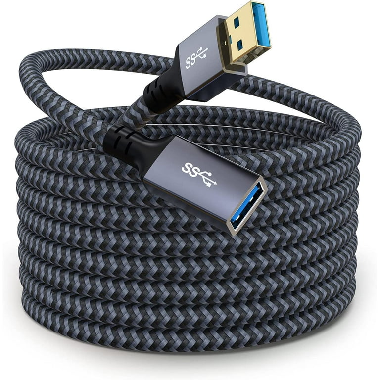 20 FT USB 3.0 Extension Cable - Heavy Duty Nylon Braided Male to