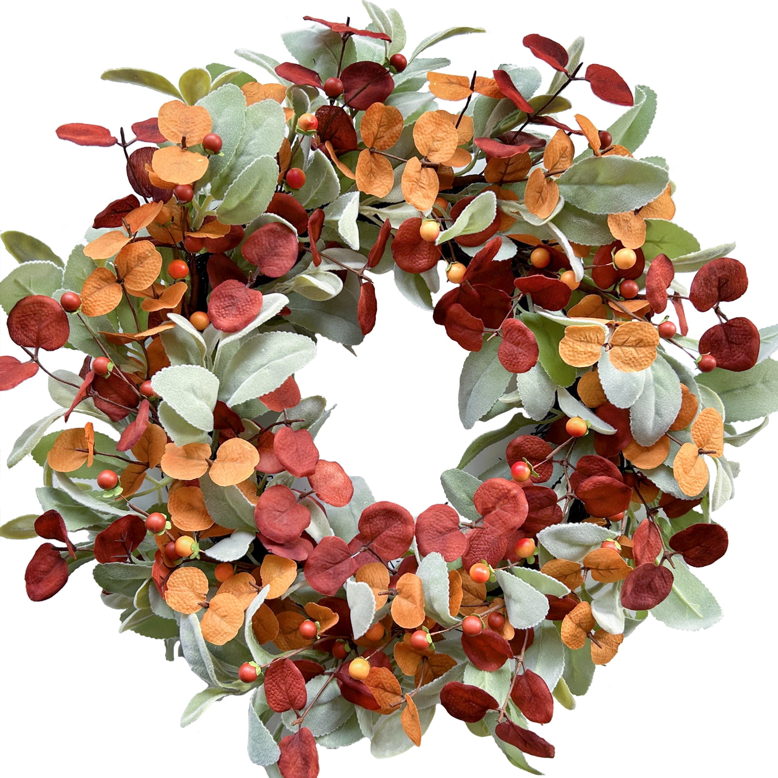 20'' Fall Wreaths for Front Door with Leaf and Berry, Fall Decor Autumn ...