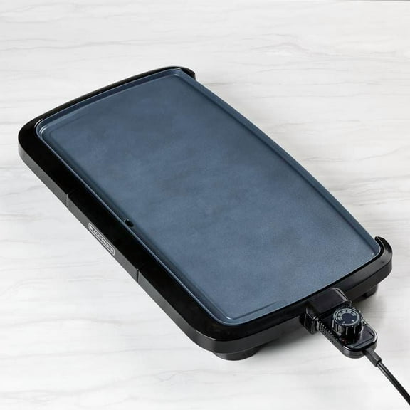 20" Family-Sized Electric Griddle, Black, Nonstick Tabletop Griddle with Adjustable Temperature Control, 1500W for Pancakes, Eggs, Bacon, and Large Batch Cooking