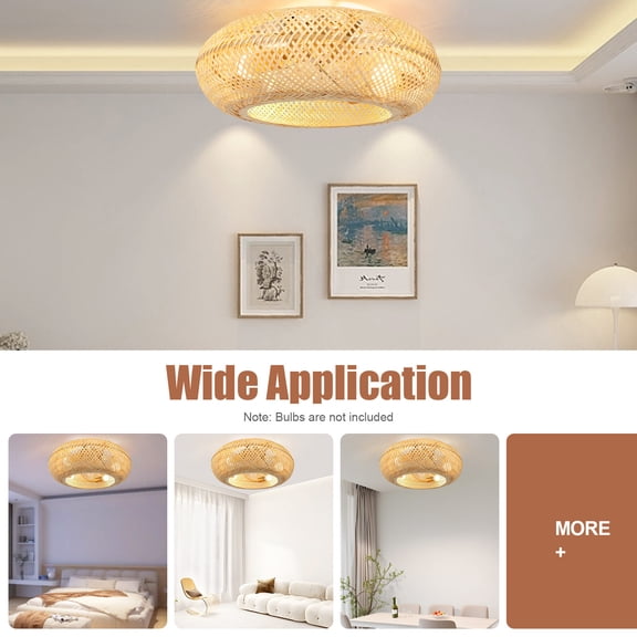 PEAKORA20" Farmhouse Boho Rattan Woven Bamboo Ceiling Fan with Light & Remote Control !