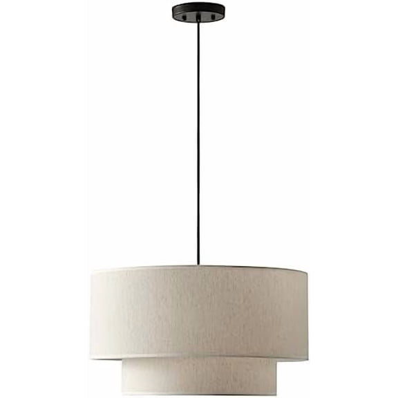 20" Farmhouse Pendant Light Fixtures, 2-Tier Drum Pendant Lighting with Linen Lampshade, 3-Light Modern Hanging Chandeliers for Dining Room, Living Room, Bedroom, and Kitchen$$Tools & Hardware Other