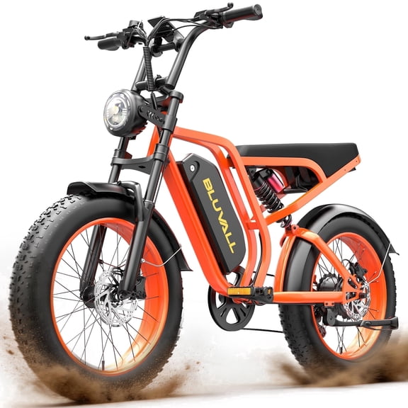 Bluvall20" Fat Tire Electric Bike for Adults, 1000W Peak 31MPH Adults Ebike, 48V 16Ah Battery Electric Mountain Bicycle,All-Terrain E-Bike with Full Suspension off-Road Riding UL2849