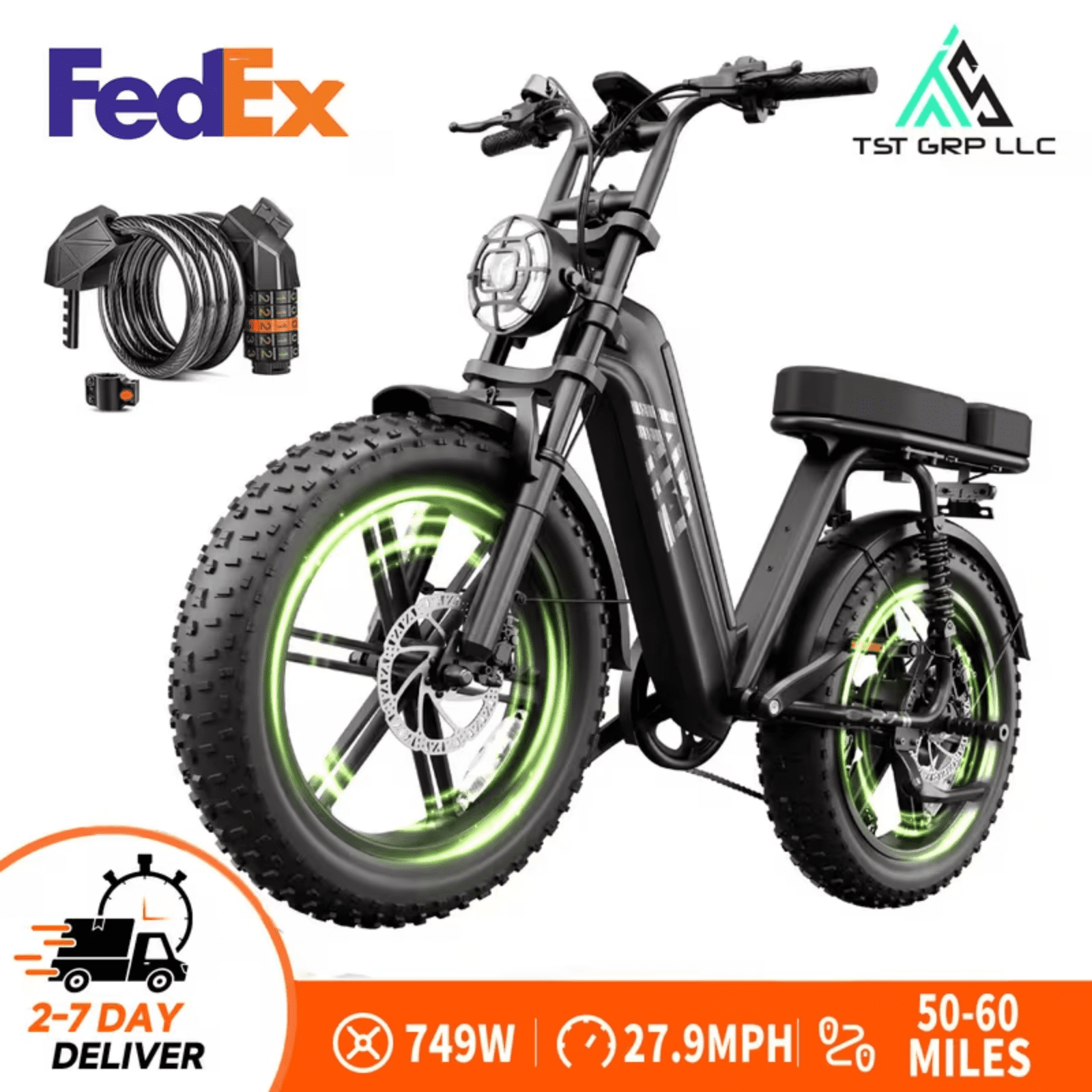 Electric Bike for Adults (Age 18+), 749W Folding E Bike , 48V 15Ah Battery 50/60 Mile Range, 20"x4.0 Fat Tire Ebike for Commute, Electric Bicycle with LCD Display 7-Speed UL2849