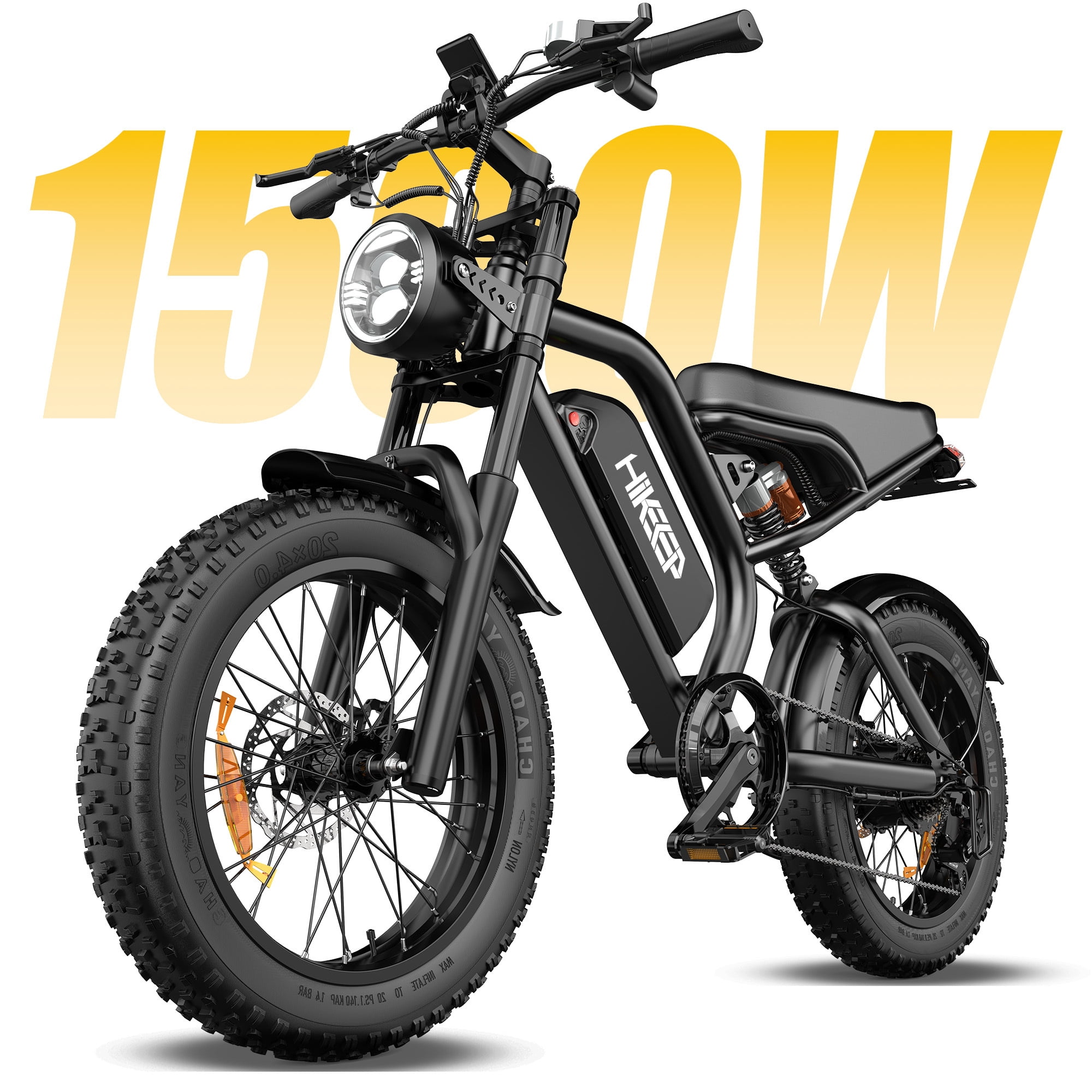 20" Fat Tire Electric Bike for Adults, 1500W Peak Adults Ebike, 48V 15Ah Battery Electric Mountain Bike UL2849