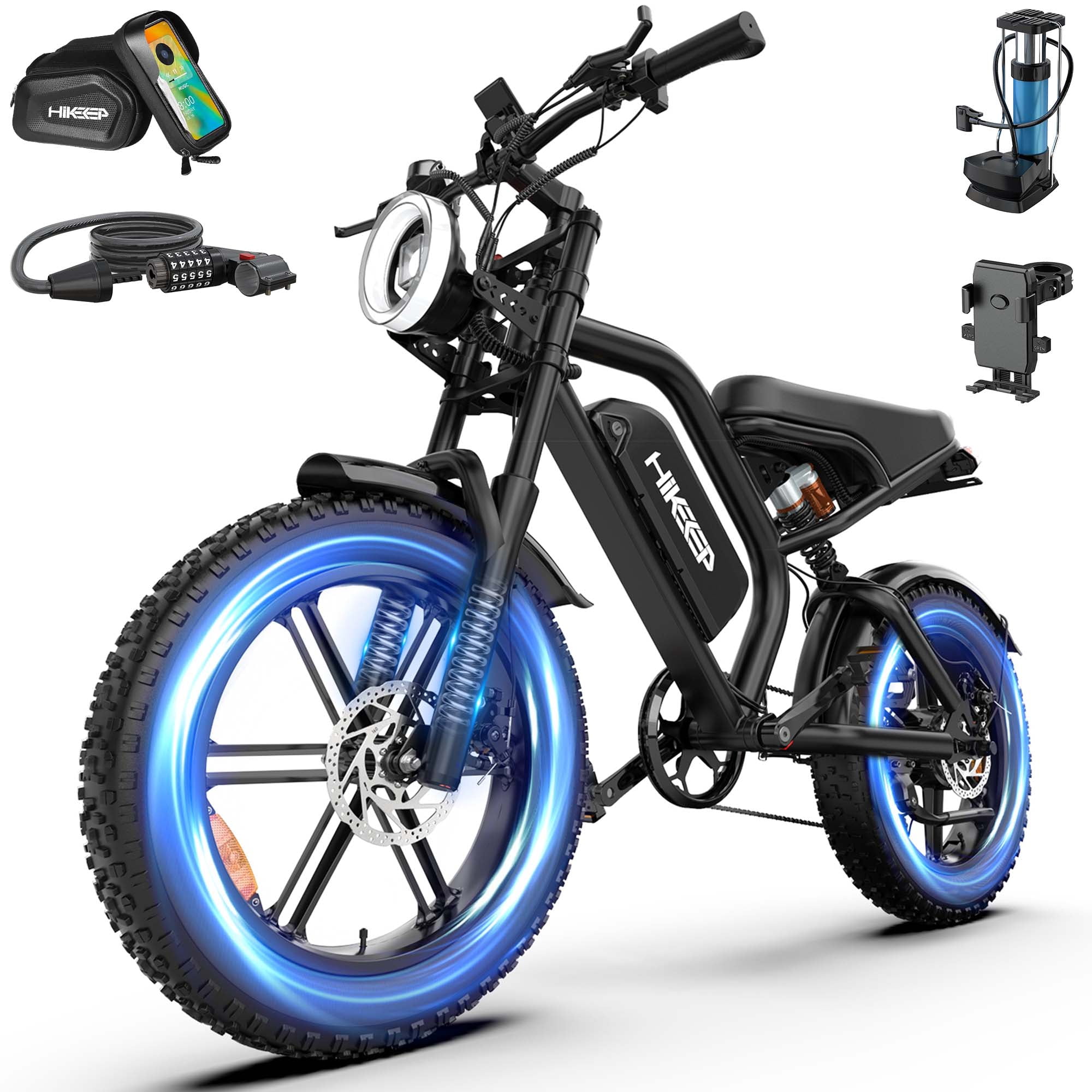 Electric Bike for Adults, Class 2 20 MPH, 750W Fat Tire Ebike, 48V 15.6Ah 748.8Wh Removable Battery, 20 x 4 Inch, Full Suspension, UL2849