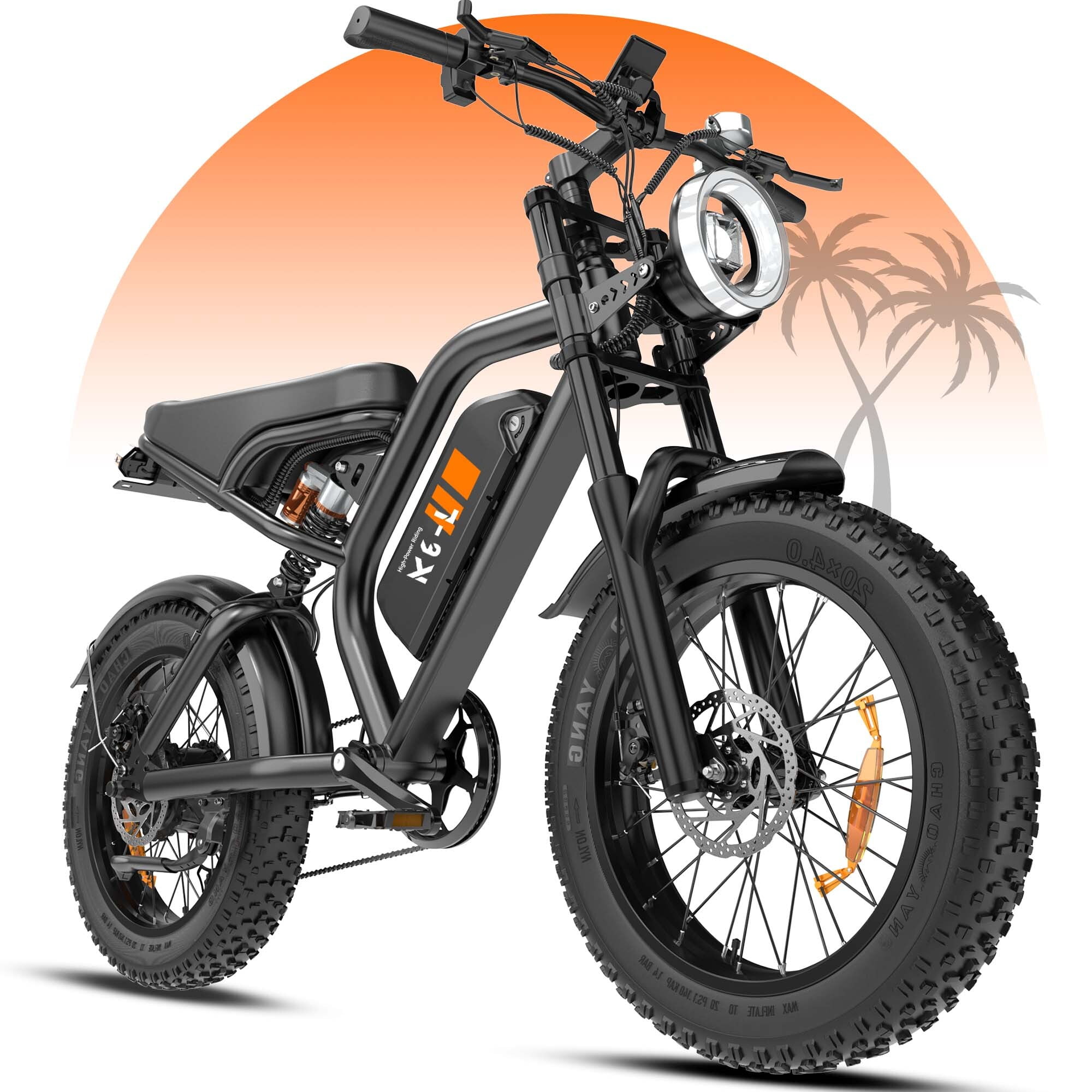 20" Fat Tire Electric Bike for Adults, 1500W Peak Dirt Ebike, 48V 15Ah Battery, Electric Mountain Bike for Men, UL2849
