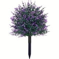 thumbnail image 1 of 20'' Faux Lavender Artificial Topiaries Ball Trees with Ground Spikes for Fall Front Porch Decor, Fake Bushes UV Resistant Artificial Shrubs Outdoor Plants Fake Topiaries Home Decor, 1 of 5