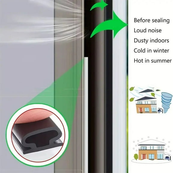 20 Feet Door Weather Strip Self Adhesive Rubber Seal Foam Tape Glass Window Dustproof Soundproof Insulation Sealing Strip