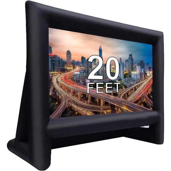 20 Feet Inflatable Projector Screen Outdoor Movie with Air Blower Storage Bag, Easy Set Up Blow for Backyard Night, Theme Parties, Celebrations