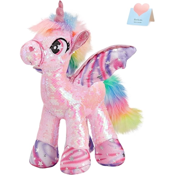 20'' Flip Sequin Pink Unicorn Jumbo Huge Stuffed Animal Large Plush Toy with Reversible Sequins Sparkle,Cute Home and Nursery Animal Decorations,Calming Fidget Toy Gifts for Kids Toddlers