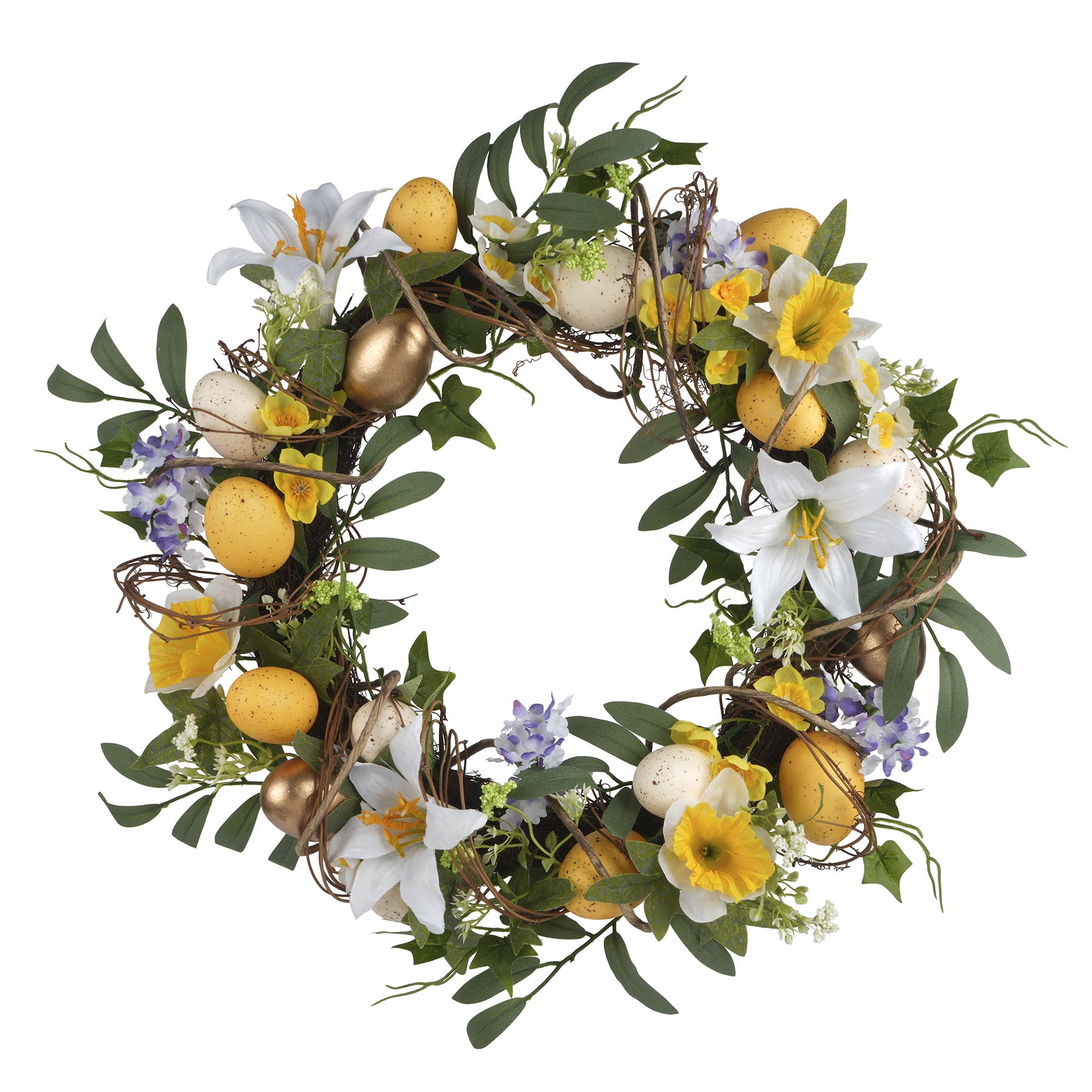 20" Multicolor Floral and Egg Spring Wreath